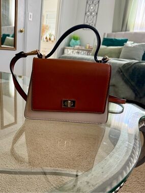 Beige & Cognac Structured Mini Bag